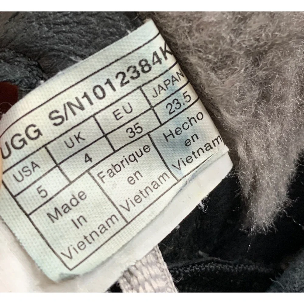 UGG Adirondack III Women's Boots Black Leather‎ Suede Fur Lined Side Zip Shoes
